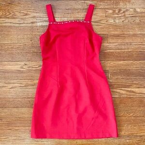 VINTAGE BEADED RED MINI DRESS